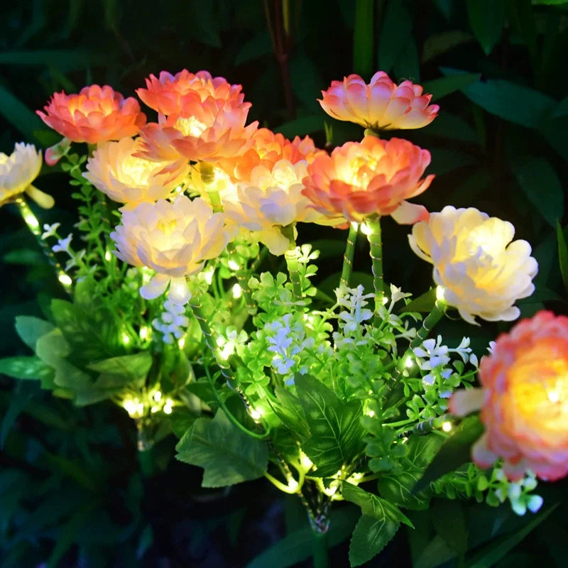 Moda Home Lights Outdoor Lighting Solar Garden Light Snow Lotus Flower Lawn Lamp for Yard