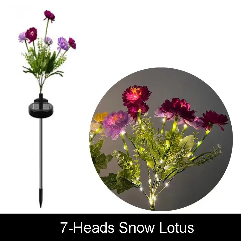 Moda Home Lights Outdoor Lighting Solar Garden Light Snow Lotus Flower Lawn Lamp for Yard