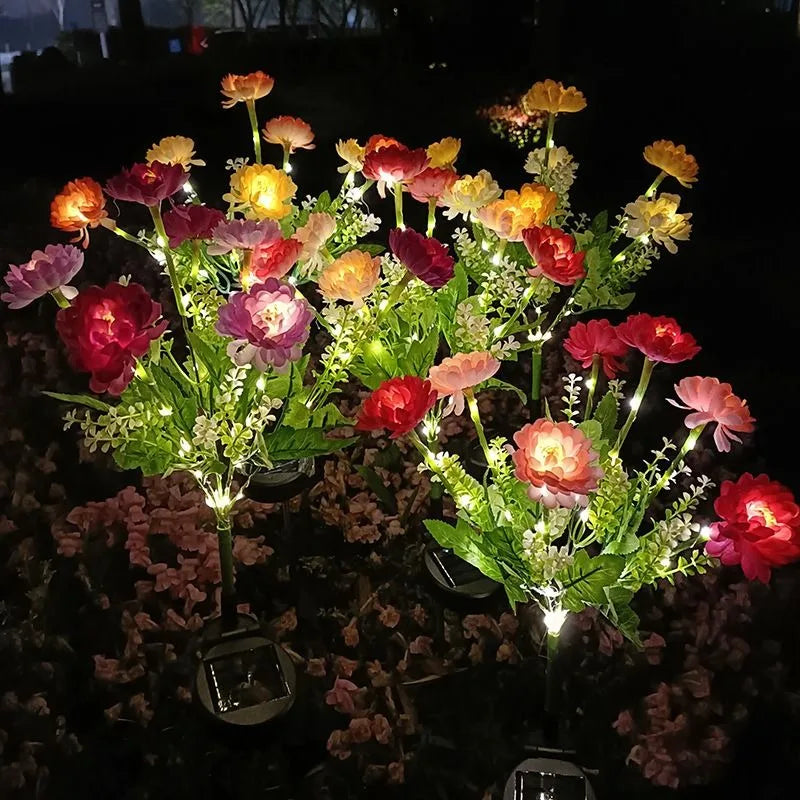 Moda Home Lights Outdoor Lighting Solar Garden Light Snow Lotus Flower Lawn Lamp for Yard