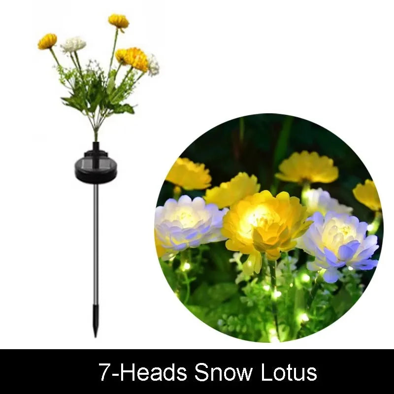 Moda Home Lights Outdoor Lighting Solar Garden Light Snow Lotus Flower Lawn Lamp for Yard