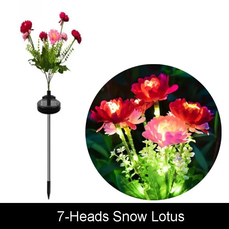 Moda Home Lights Outdoor Lighting Solar Garden Light Snow Lotus Flower Lawn Lamp for Yard