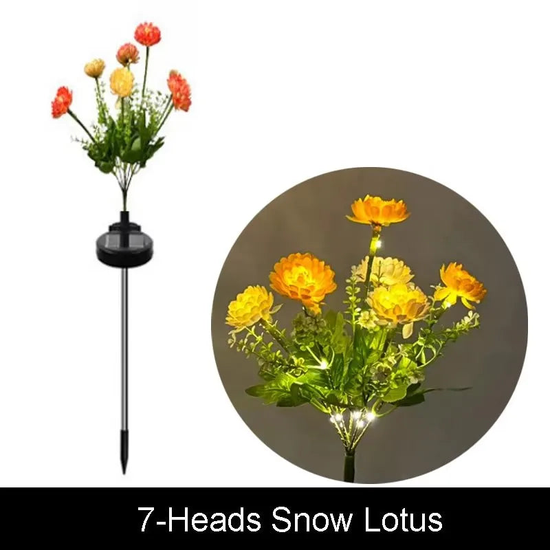 Moda Home Lights Outdoor Lighting Solar Garden Light Snow Lotus Flower Lawn Lamp for Yard