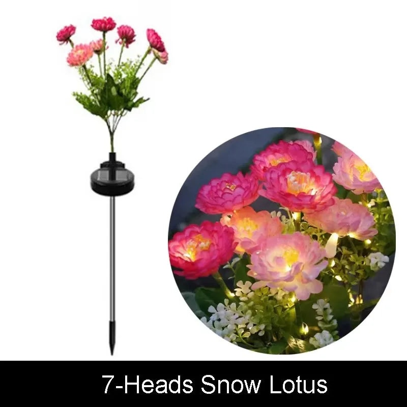 Moda Home Lights Outdoor Lighting Solar Garden Light Snow Lotus Flower Lawn Lamp for Yard