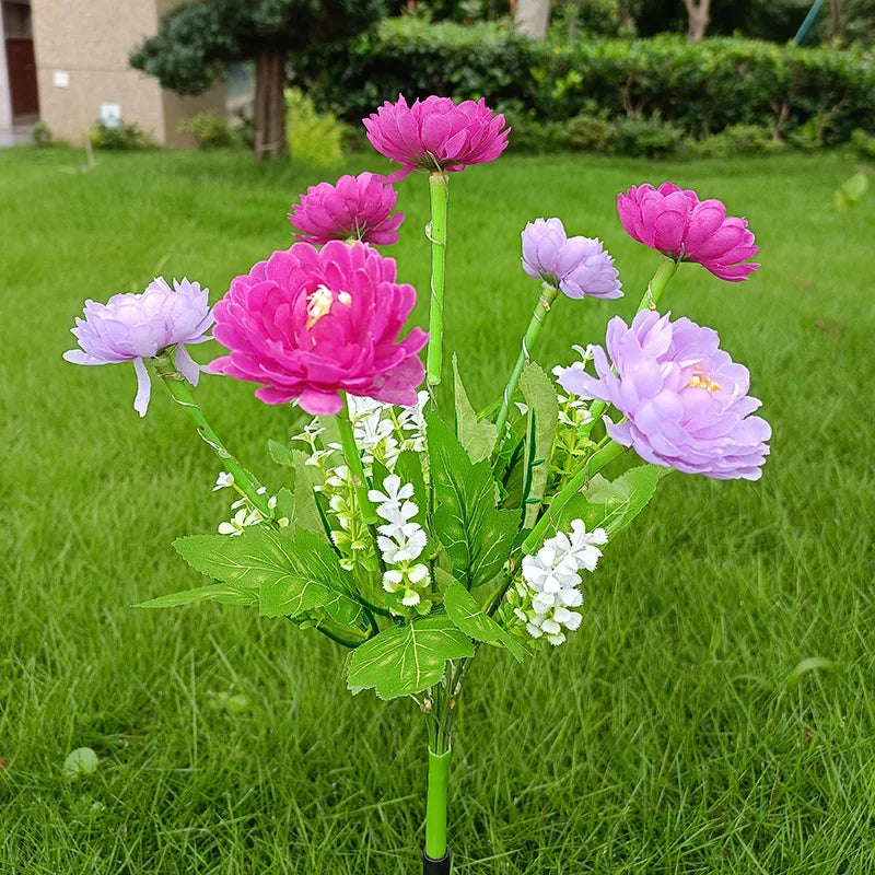 Moda Home Lights Outdoor Lighting Solar Garden Light Snow Lotus Flower Lawn Lamp for Yard